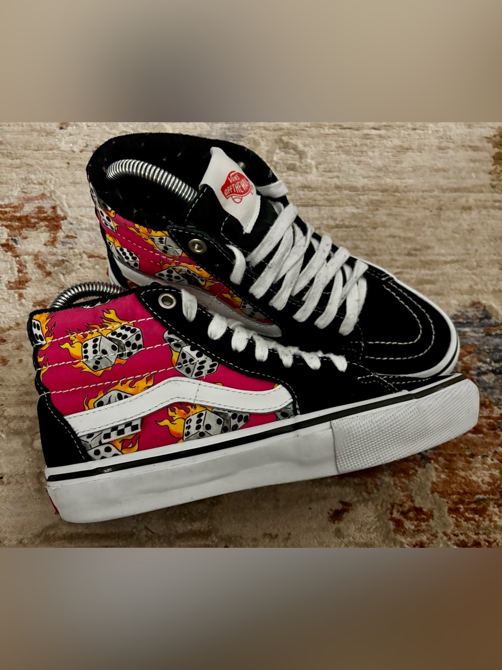 Vans Sk8-Hi Fuchsia Fedora Flaming Dice Pop Cush Sneakers